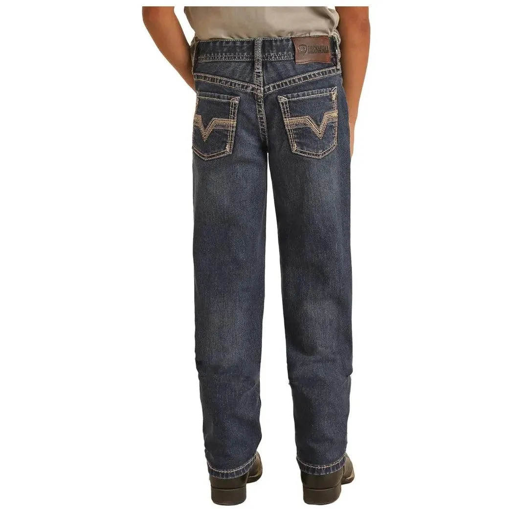 Boy's Rock and Roll Denim Rope Stitch Slim Fit Straight Jeans BB1RD03708