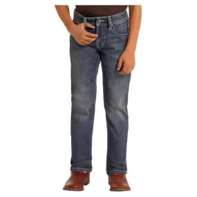 Boy's Rock and Roll Denim Slim Fit Dark Wash Straight Leg Jeans BB1RD05578