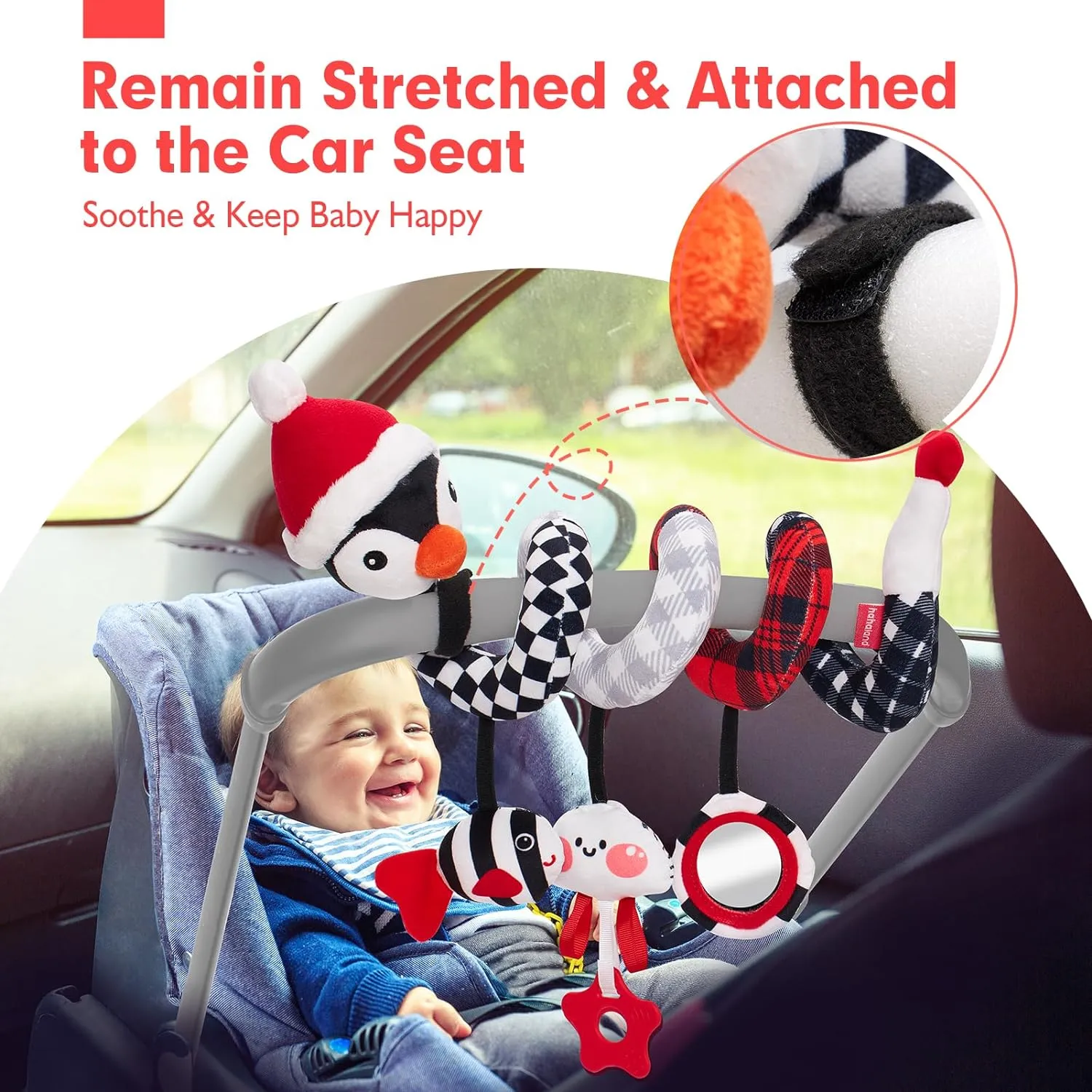Car Seat Toys Penguin for 0-6 Months