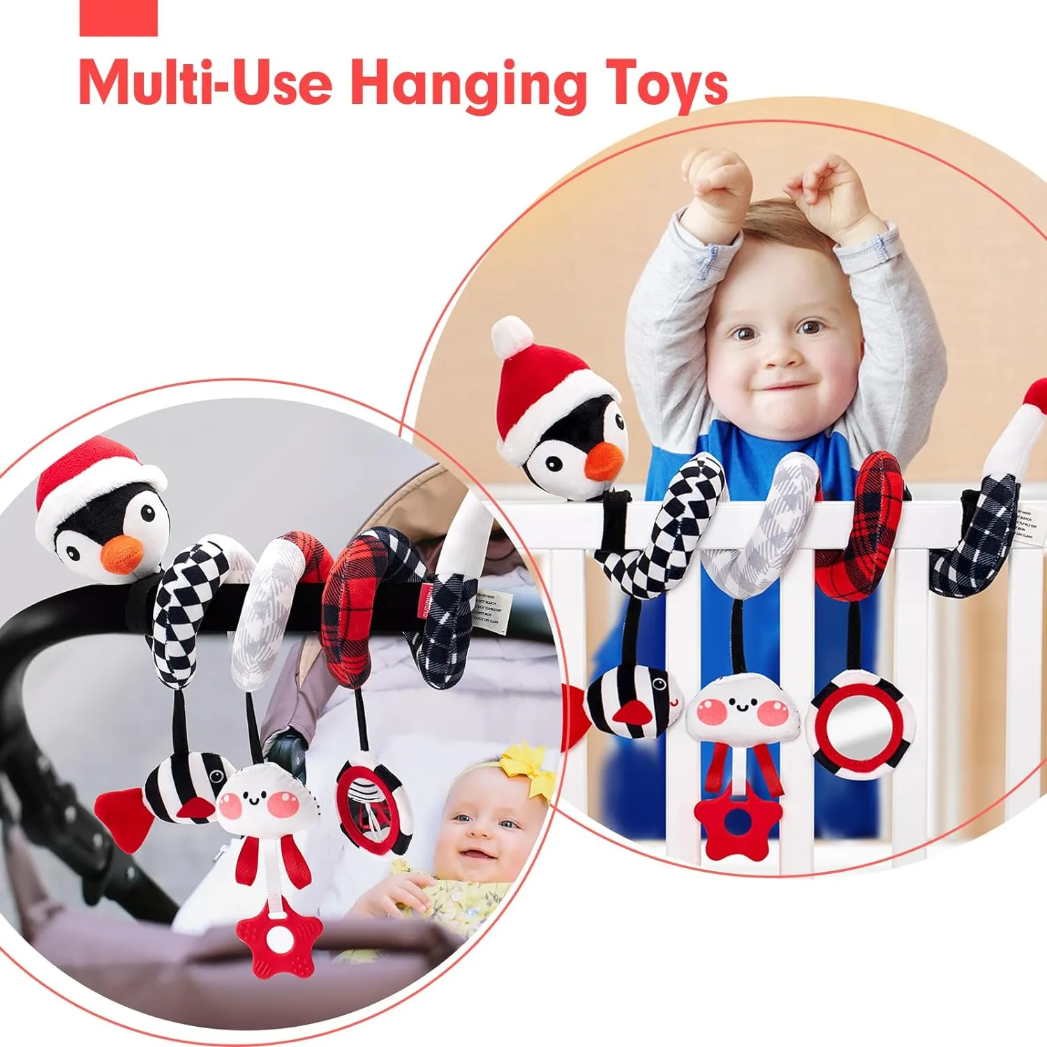 Car Seat Toys Penguin for 0-6 Months