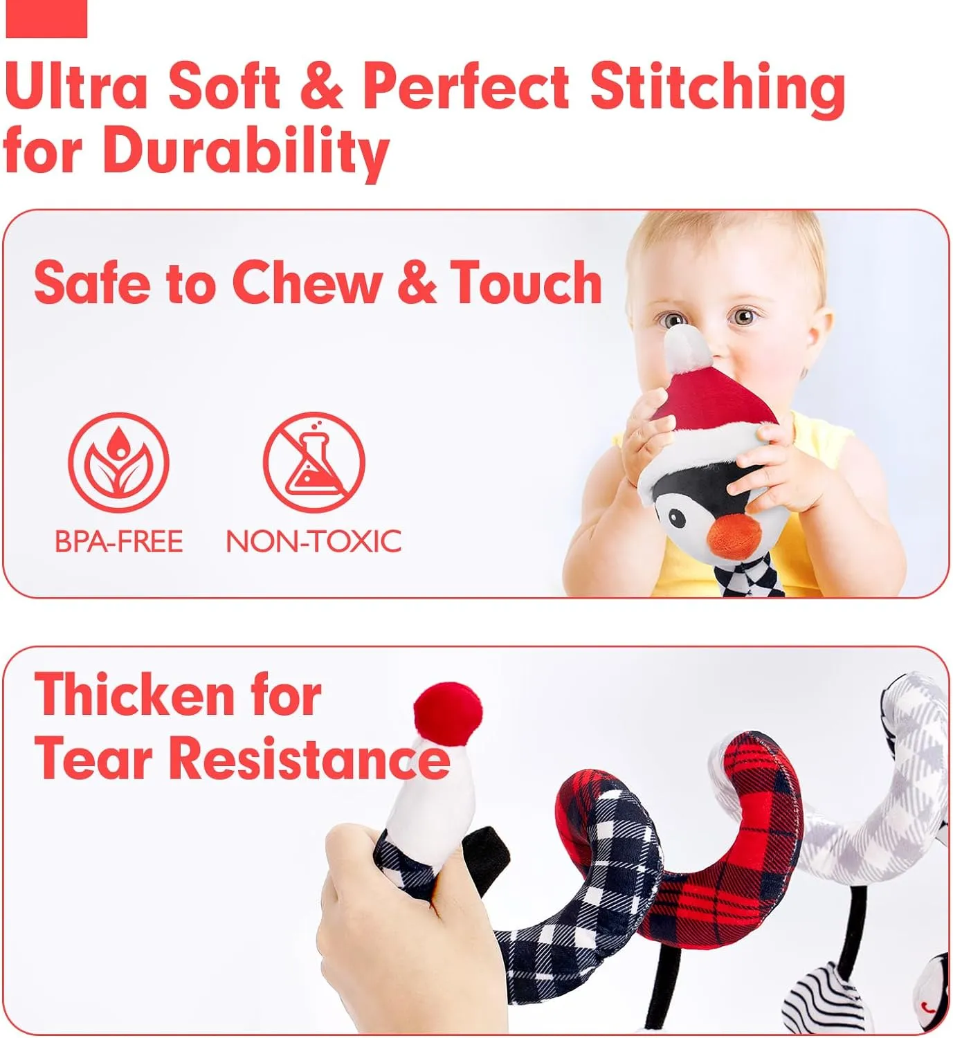 Car Seat Toys Penguin for 0-6 Months