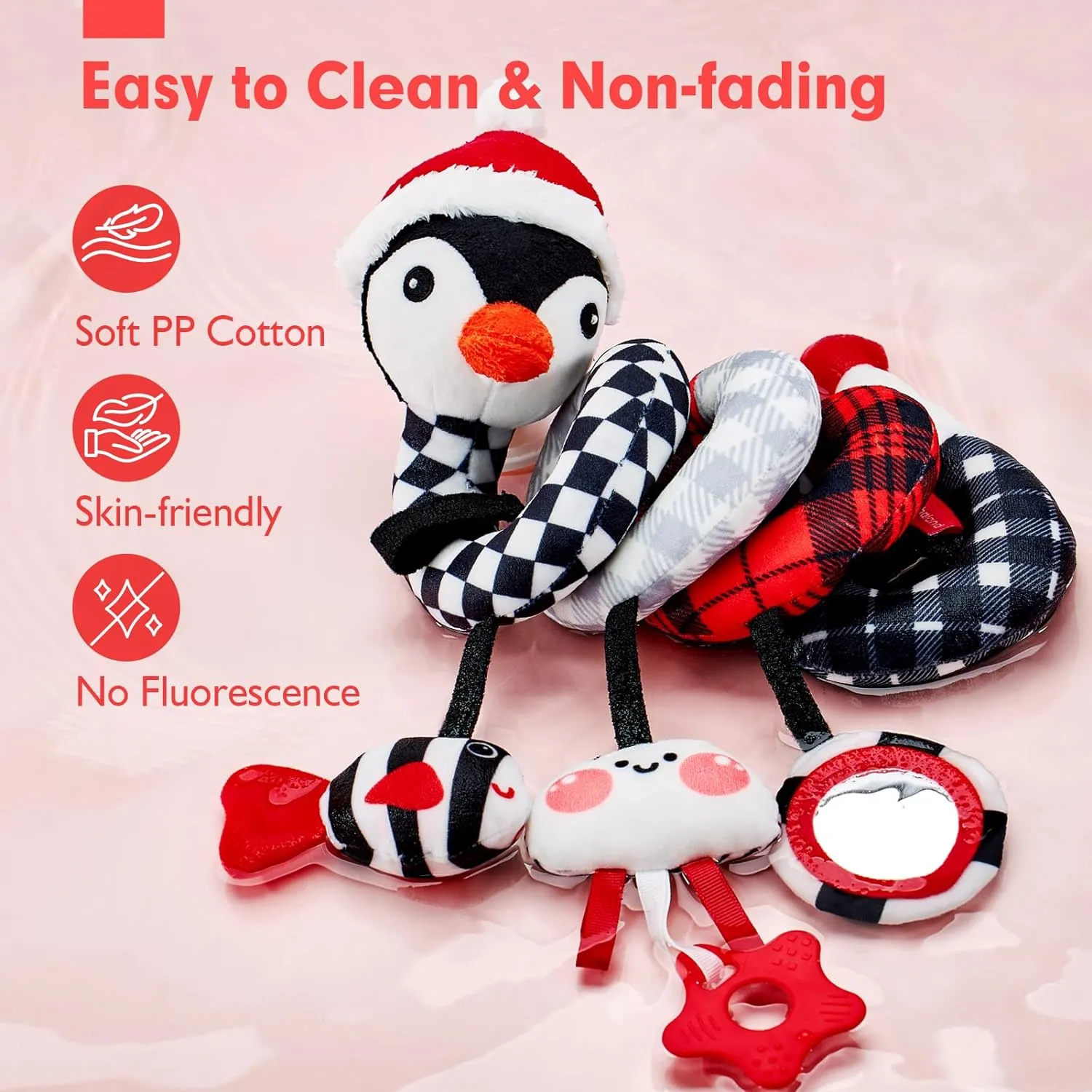 Car Seat Toys Penguin for 0-6 Months