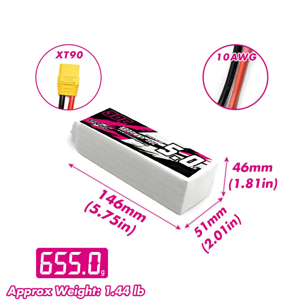 CNHL 5000mAh 18.5V 5S 30C Lipo Battery with XT90 Plug