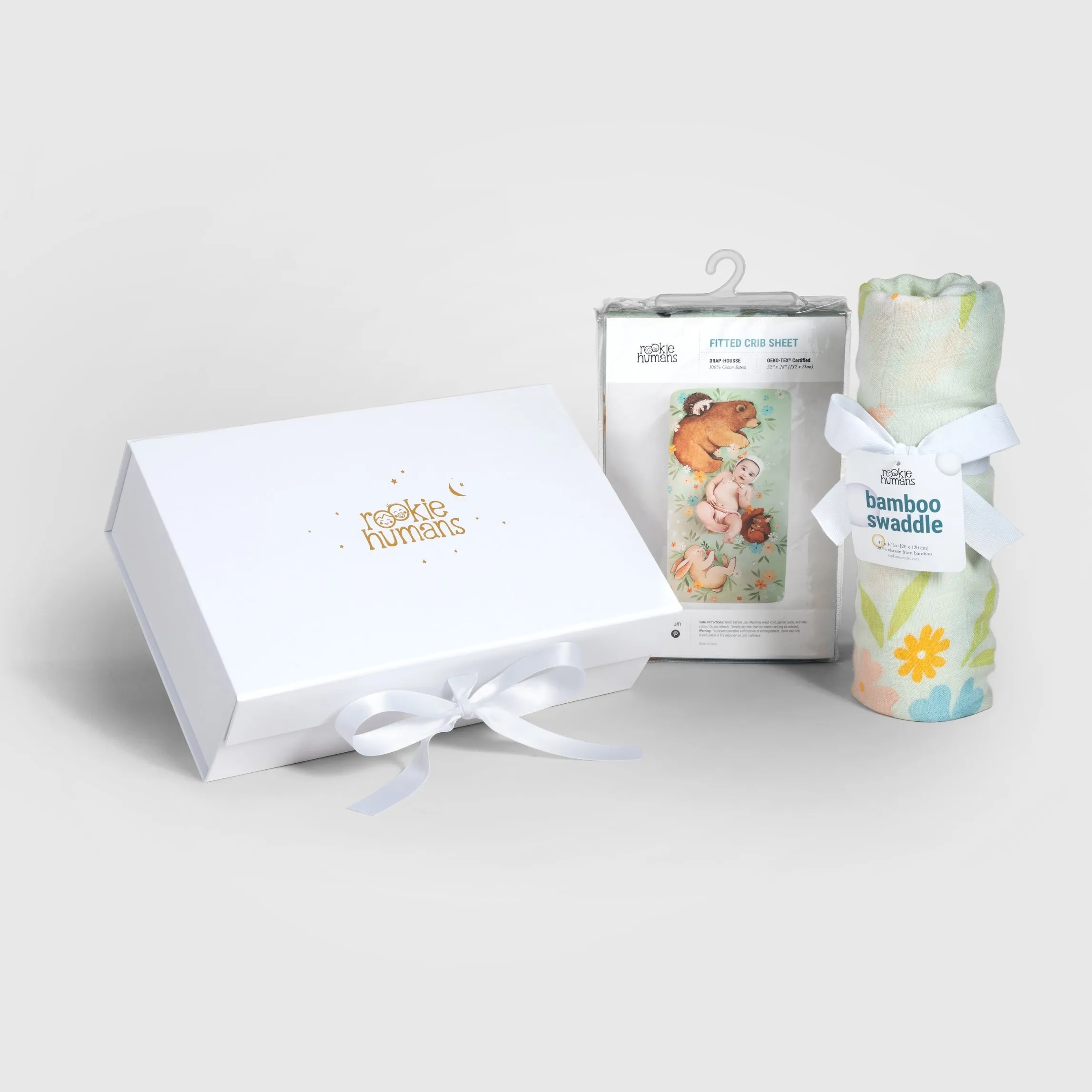 Crib Sheet & Swaddle Baby Gift Set - Enchanted Meadow