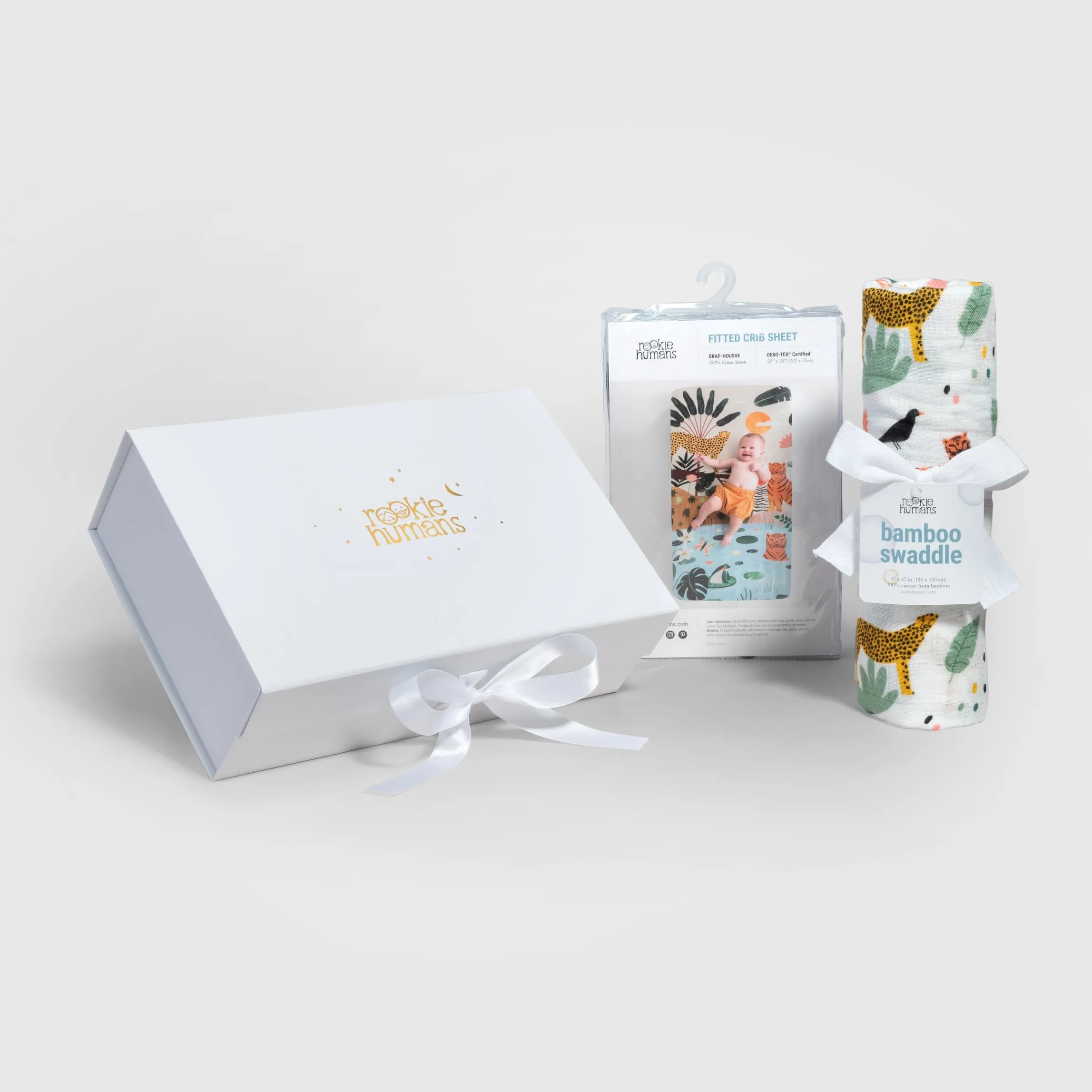 Crib Sheet & Swaddle Baby Gift Set - In The Jungle