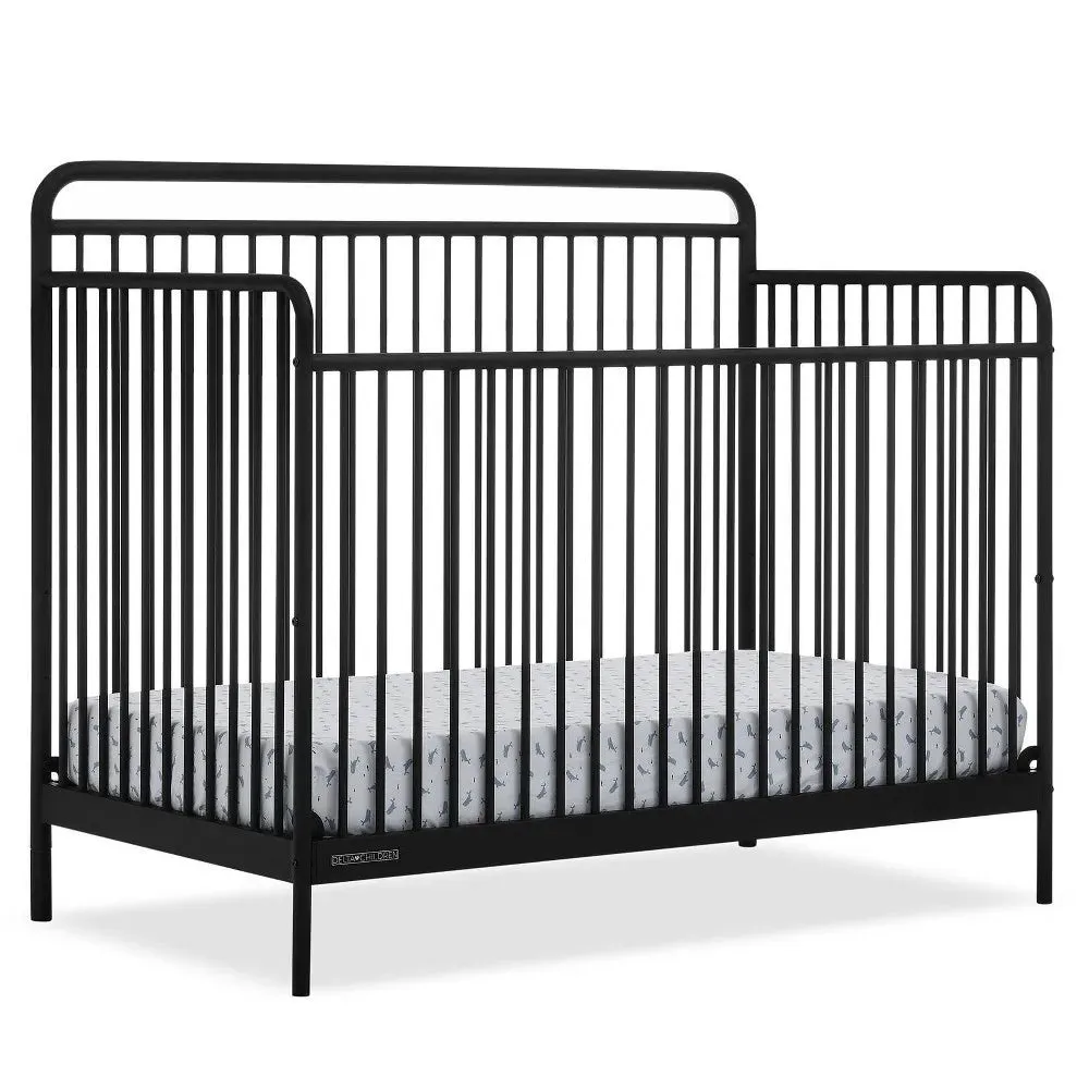Delta Children Hayden 5-in-1 Convertible Metal Crib - Matte Black(See Description)