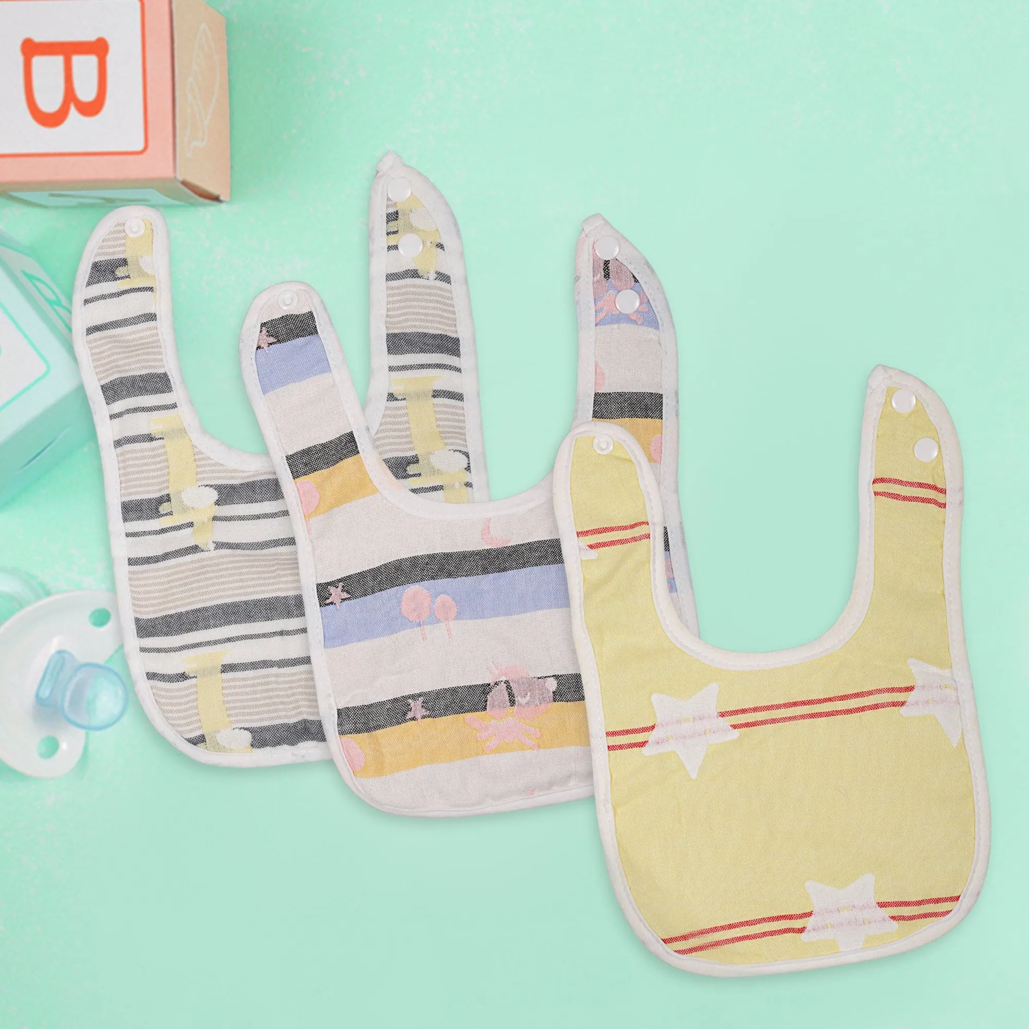 Feeding Bibs Pack Of 3 Star Multicolour