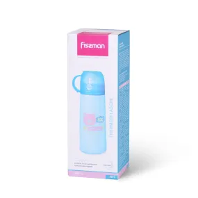 Fissman Portable Stainless Steel Vacuum Flask With Thermal Insulation Sky Blue 350ml