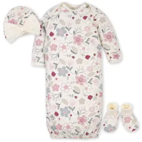 Gerber® Organic 3-Piece Baby Girls Flowers & Leaves Gown Starter Set