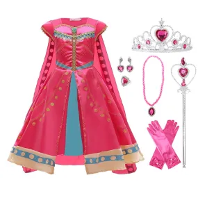 Girls Princess Jasmine Costume Toddler Dress Up with Accessories Christmas Party