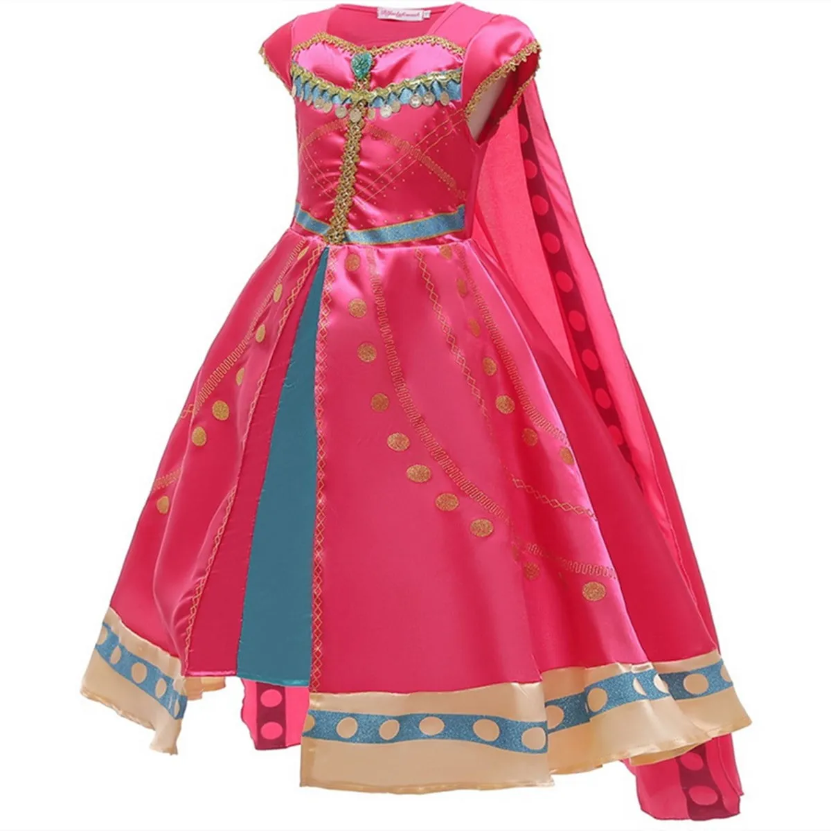 Girls Princess Jasmine Costume Toddler Dress Up with Accessories Christmas Party