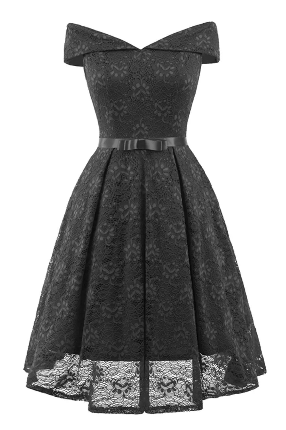 Green Lace Off-the-shoulder Princess Prom Dress