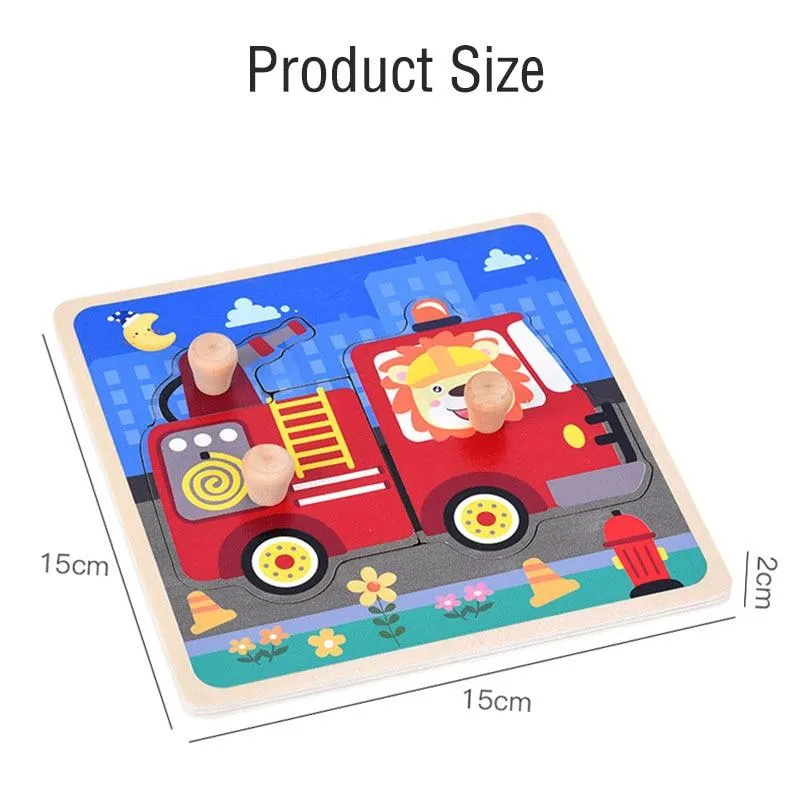 Hand Grab Board Puzzle Wooden Toys for Children Cartoon Animal Fruit Wood Jigsaw Kids Baby Early Educational Learning Toy