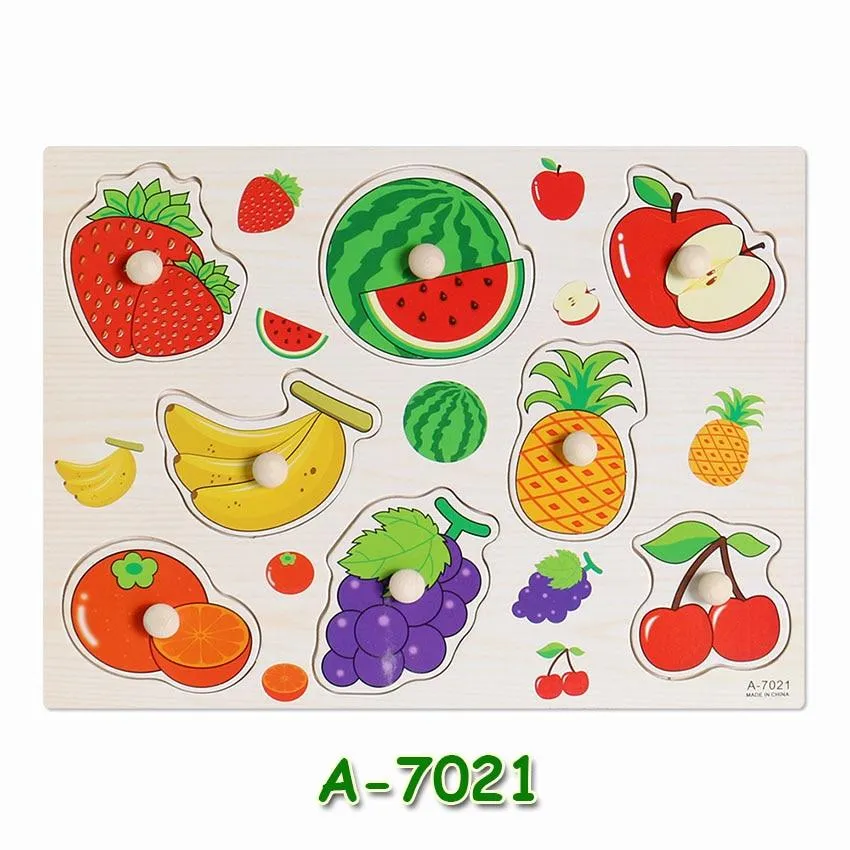 Hot Baby Early Educational Toys Hand Grasp Wooden Jigsaw Puzzle Alphabet Animals Learning Children Wood Toy 3D Puzzles for Kids