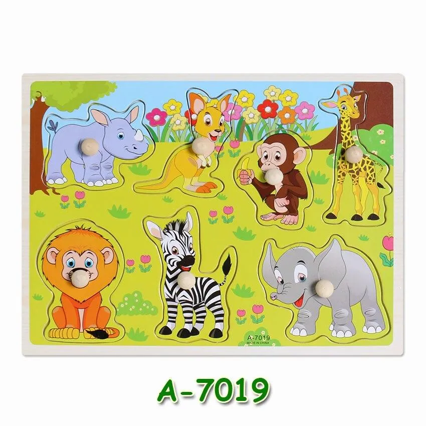 Hot Baby Early Educational Toys Hand Grasp Wooden Jigsaw Puzzle Alphabet Animals Learning Children Wood Toy 3D Puzzles for Kids