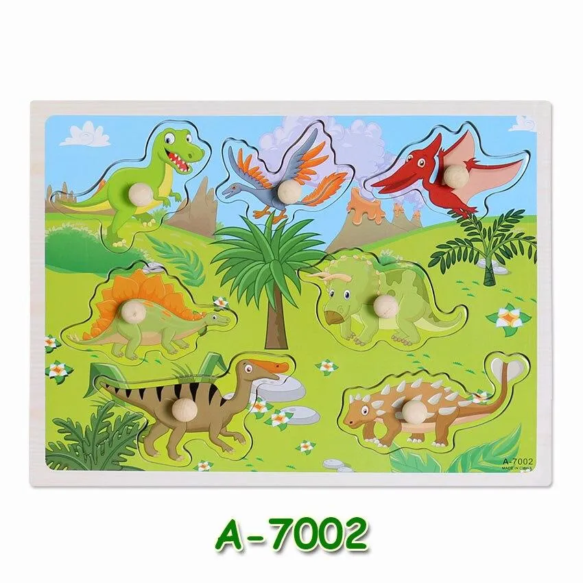 Hot Baby Early Educational Toys Hand Grasp Wooden Jigsaw Puzzle Alphabet Animals Learning Children Wood Toy 3D Puzzles for Kids