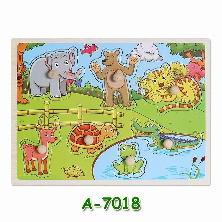 Hot Baby Early Educational Toys Hand Grasp Wooden Jigsaw Puzzle Alphabet Animals Learning Children Wood Toy 3D Puzzles for Kids