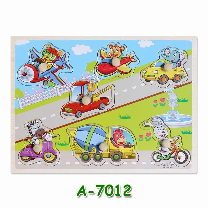 Hot Baby Early Educational Toys Hand Grasp Wooden Jigsaw Puzzle Alphabet Animals Learning Children Wood Toy 3D Puzzles for Kids