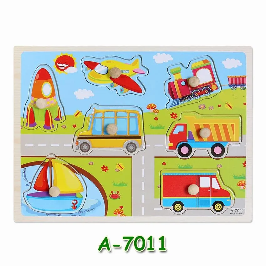 Hot Baby Early Educational Toys Hand Grasp Wooden Jigsaw Puzzle Alphabet Animals Learning Children Wood Toy 3D Puzzles for Kids