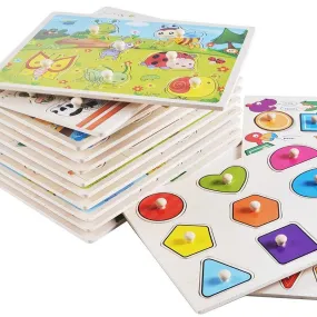 Hot Baby Early Educational Toys Hand Grasp Wooden Jigsaw Puzzle Alphabet Animals Learning Children Wood Toy 3D Puzzles for Kids