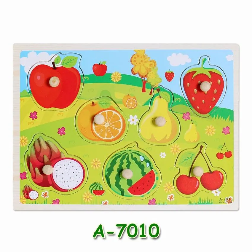 Hot Baby Early Educational Toys Hand Grasp Wooden Jigsaw Puzzle Alphabet Animals Learning Children Wood Toy 3D Puzzles for Kids