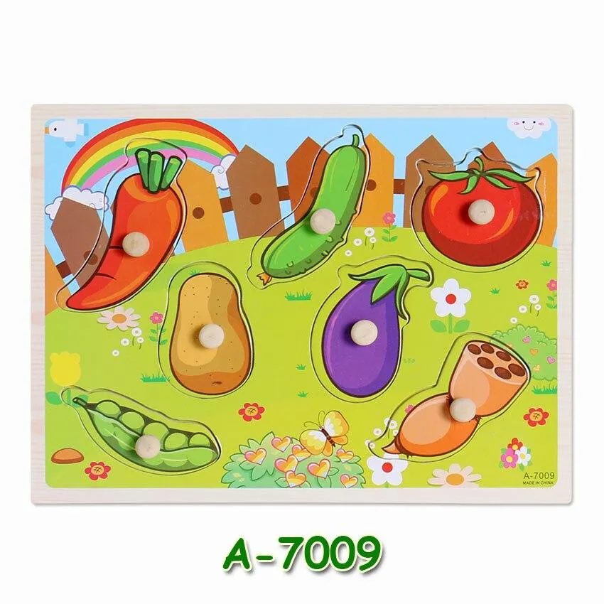 Hot Baby Early Educational Toys Hand Grasp Wooden Jigsaw Puzzle Alphabet Animals Learning Children Wood Toy 3D Puzzles for Kids