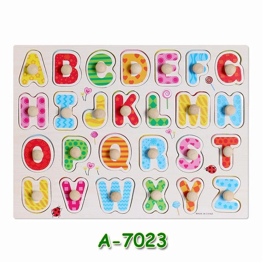 Hot Baby Early Educational Toys Hand Grasp Wooden Jigsaw Puzzle Alphabet Animals Learning Children Wood Toy 3D Puzzles for Kids