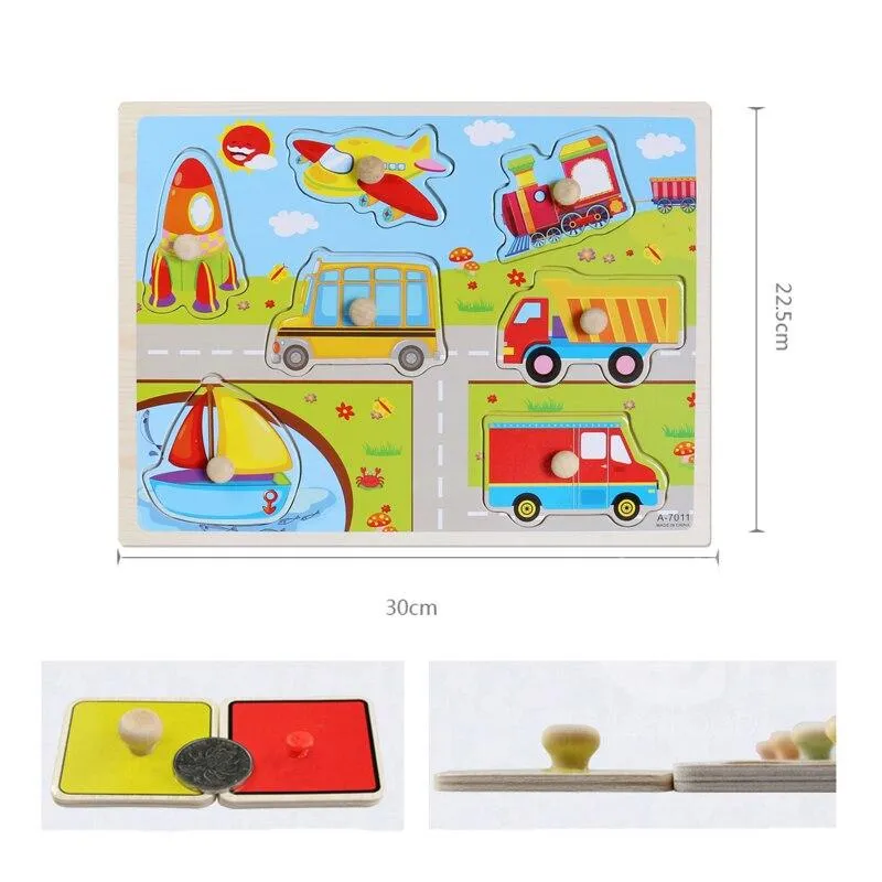 Hot Baby Early Educational Toys Hand Grasp Wooden Jigsaw Puzzle Alphabet Animals Learning Children Wood Toy 3D Puzzles for Kids
