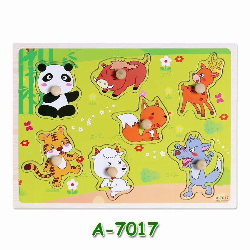 Hot Baby Early Educational Toys Hand Grasp Wooden Jigsaw Puzzle Alphabet Animals Learning Children Wood Toy 3D Puzzles for Kids