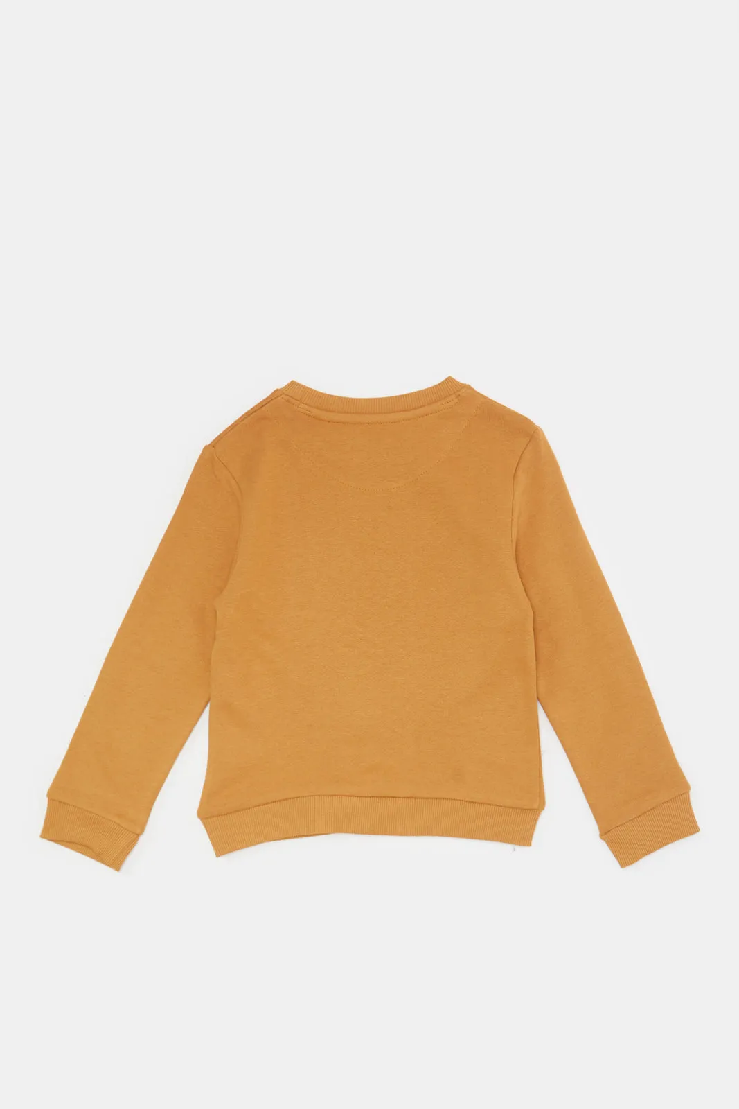 Infant Boys White And Mustard Printed Sweatshirt Set (2 Piece)