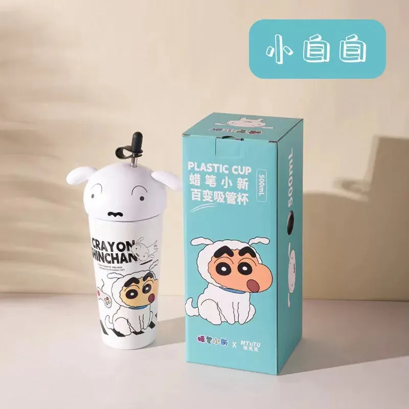 Kawaii Crayon Shin-chan Thermos Mug Food Grade Material Stainless Steel Mug Easy to Carry Cartoon Children's Straw Mug Gifts