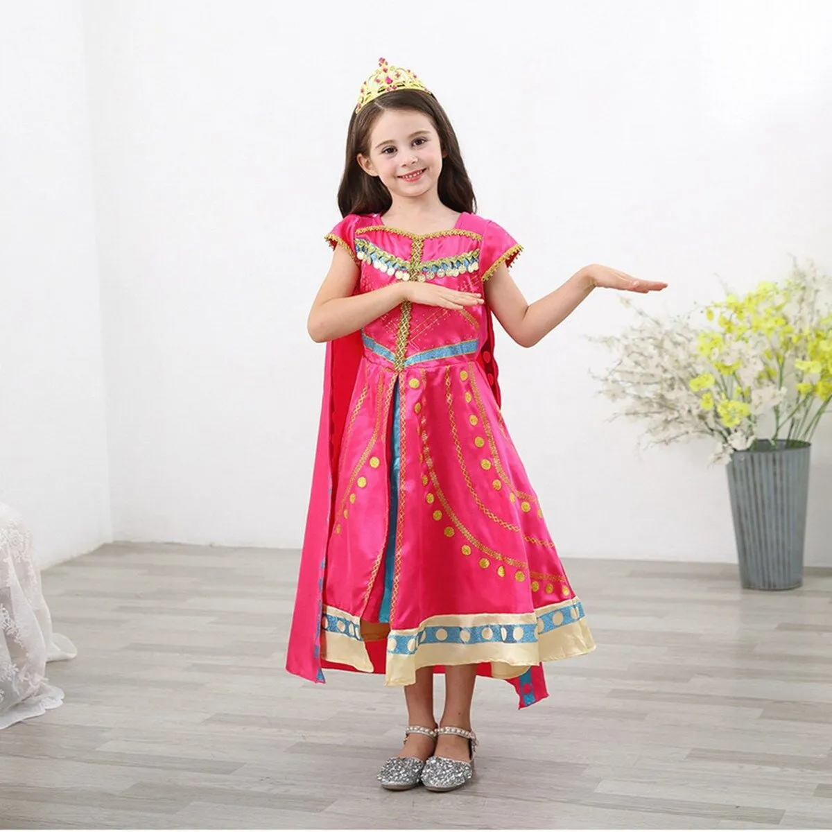 KAWELL Girls Princess Jasmine Costume Toddler Dress Up for Christmas Party