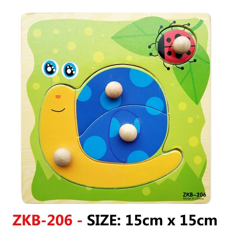 Kids Hand Grab Board 3D Puzzle Wooden Toys for Children Cartoon Animal Wood Jigsaw Toddler Baby Early Educational Learning Toy