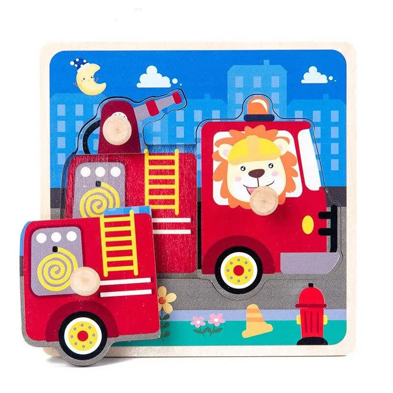 Kids Hand Grab Board 3D Puzzle Wooden Toys for Children Cartoon Animal Wood Jigsaw Toddler Baby Early Educational Learning Toy
