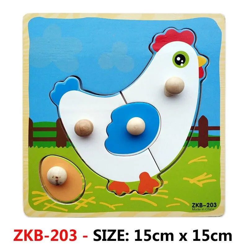 Kids Hand Grab Board 3D Puzzle Wooden Toys for Children Cartoon Animal Wood Jigsaw Toddler Baby Early Educational Learning Toy