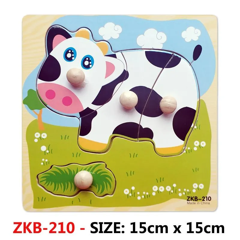 Kids Hand Grab Board 3D Puzzle Wooden Toys for Children Cartoon Animal Wood Jigsaw Toddler Baby Early Educational Learning Toy