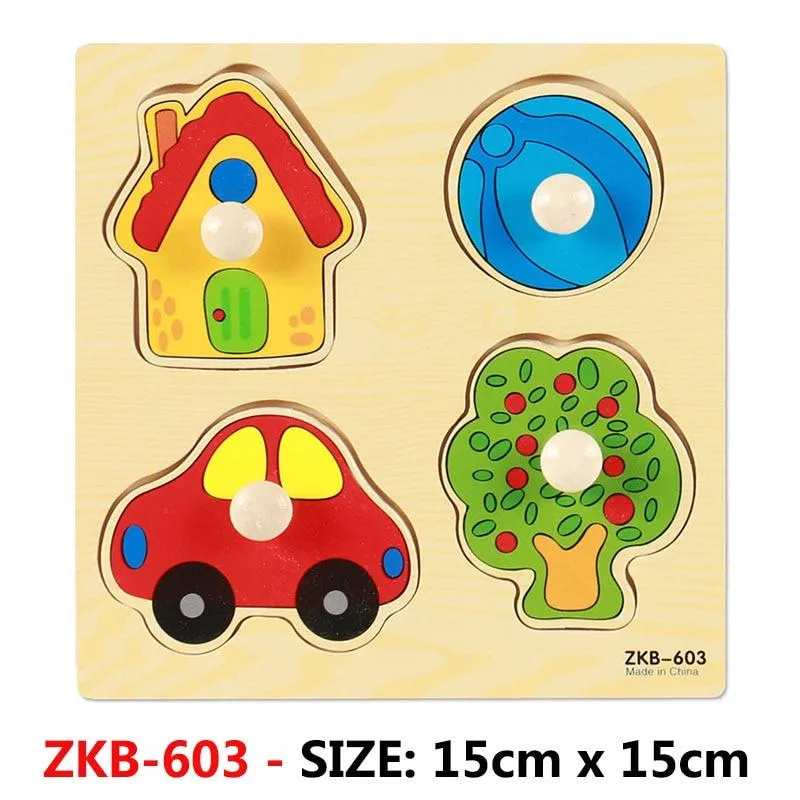 Kids Hand Grab Board 3D Puzzle Wooden Toys for Children Cartoon Animal Wood Jigsaw Toddler Baby Early Educational Learning Toy