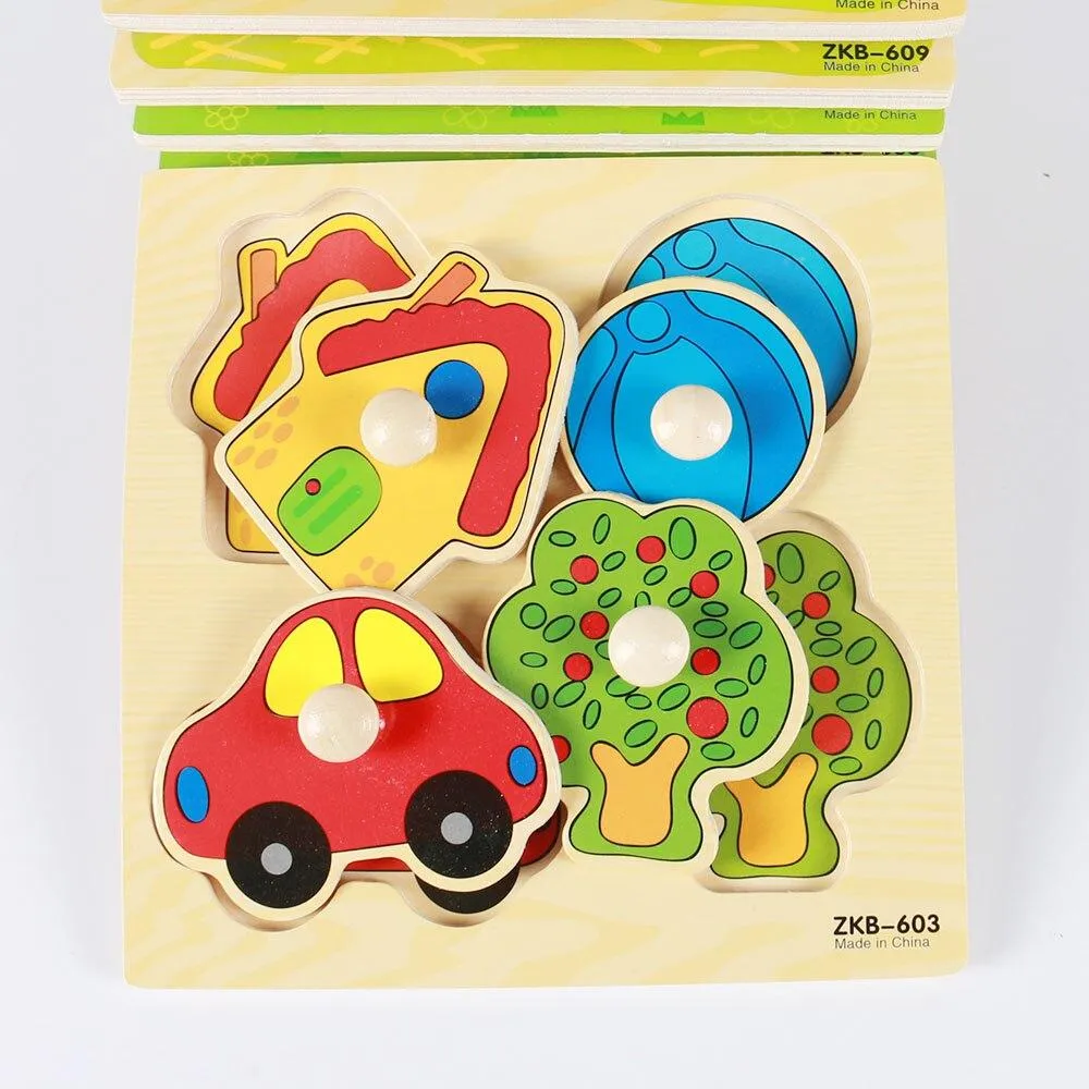 Kids Hand Grab Board 3D Puzzle Wooden Toys for Children Cartoon Animal Wood Jigsaw Toddler Baby Early Educational Learning Toy