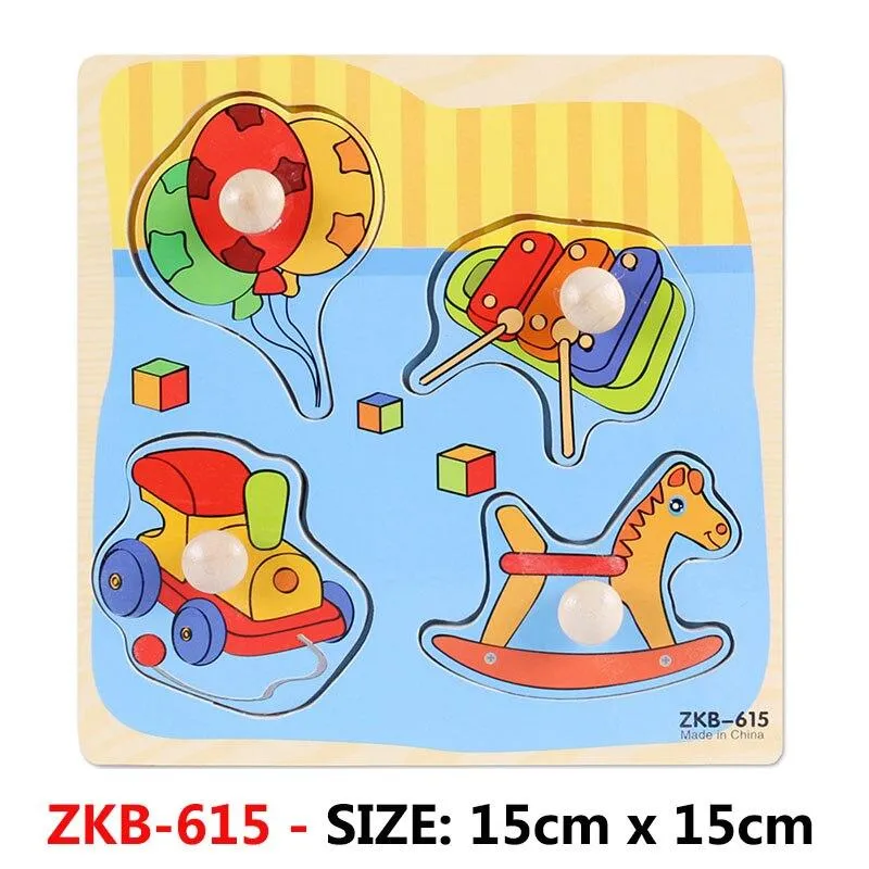 Kids Hand Grab Board 3D Puzzle Wooden Toys for Children Cartoon Animal Wood Jigsaw Toddler Baby Early Educational Learning Toy
