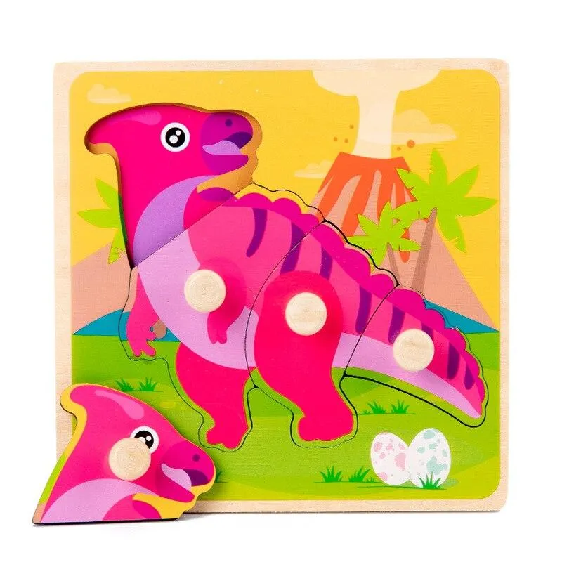 Kids Hand Grab Board 3D Puzzle Wooden Toys for Children Cartoon Animal Wood Jigsaw Toddler Baby Early Educational Learning Toy