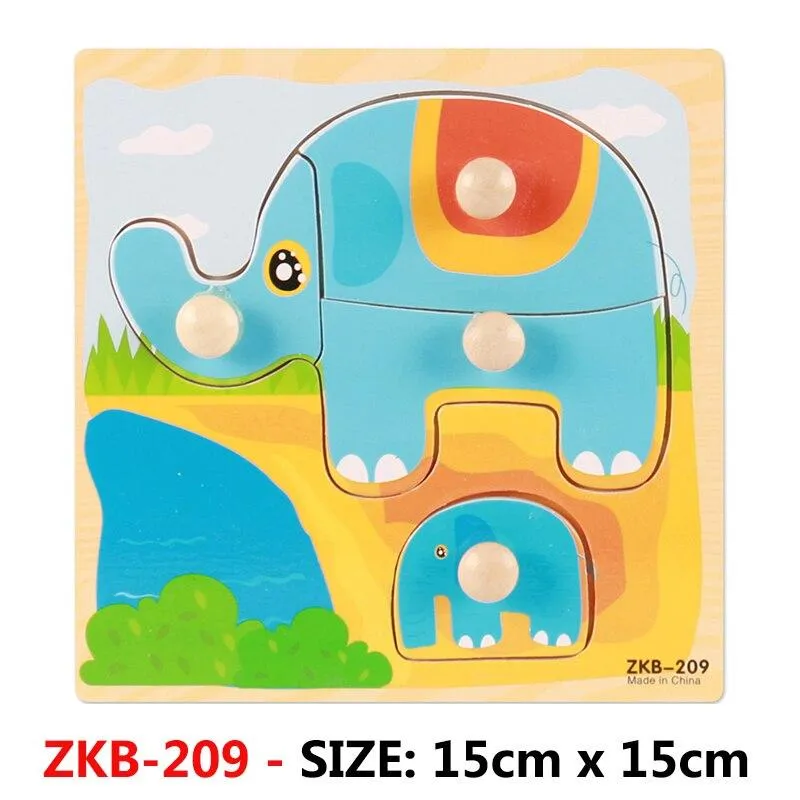 Kids Hand Grab Board 3D Puzzle Wooden Toys for Children Cartoon Animal Wood Jigsaw Toddler Baby Early Educational Learning Toy