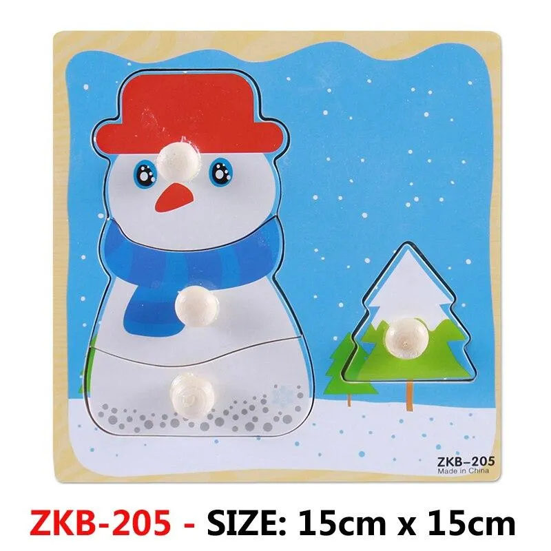 Kids Hand Grab Board 3D Puzzle Wooden Toys for Children Cartoon Animal Wood Jigsaw Toddler Baby Early Educational Learning Toy