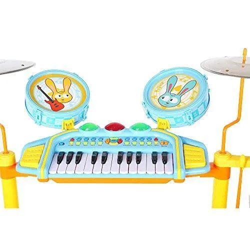 Kid's Musical Instrument Jazz Drum Play Set with 24 Keys Keyboard