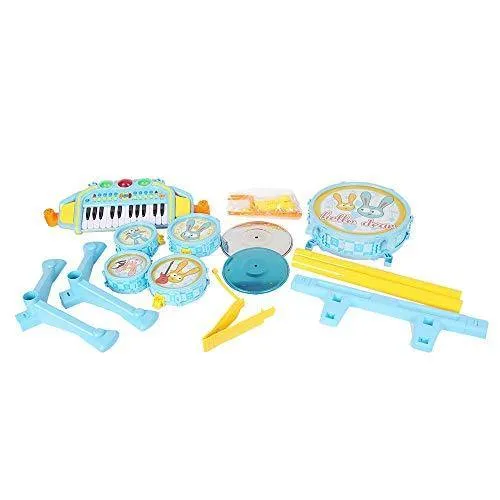 Kid's Musical Instrument Jazz Drum Play Set with 24 Keys Keyboard