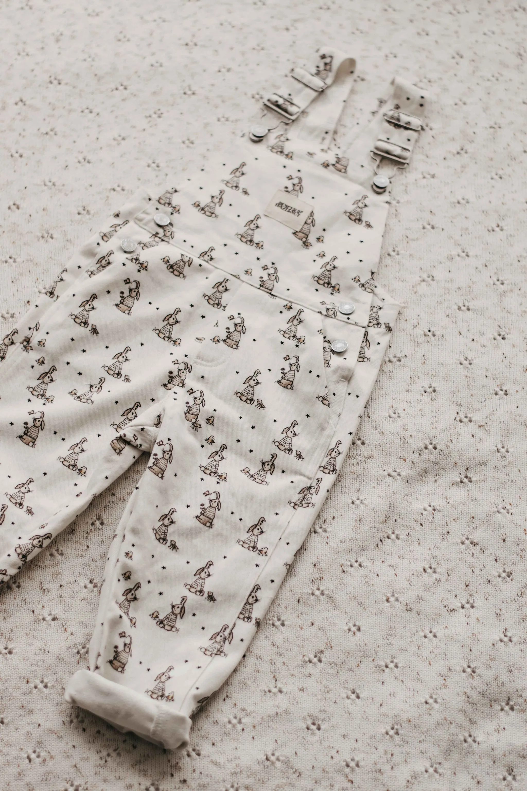 Little Bunnies Pattern Denim Overalls