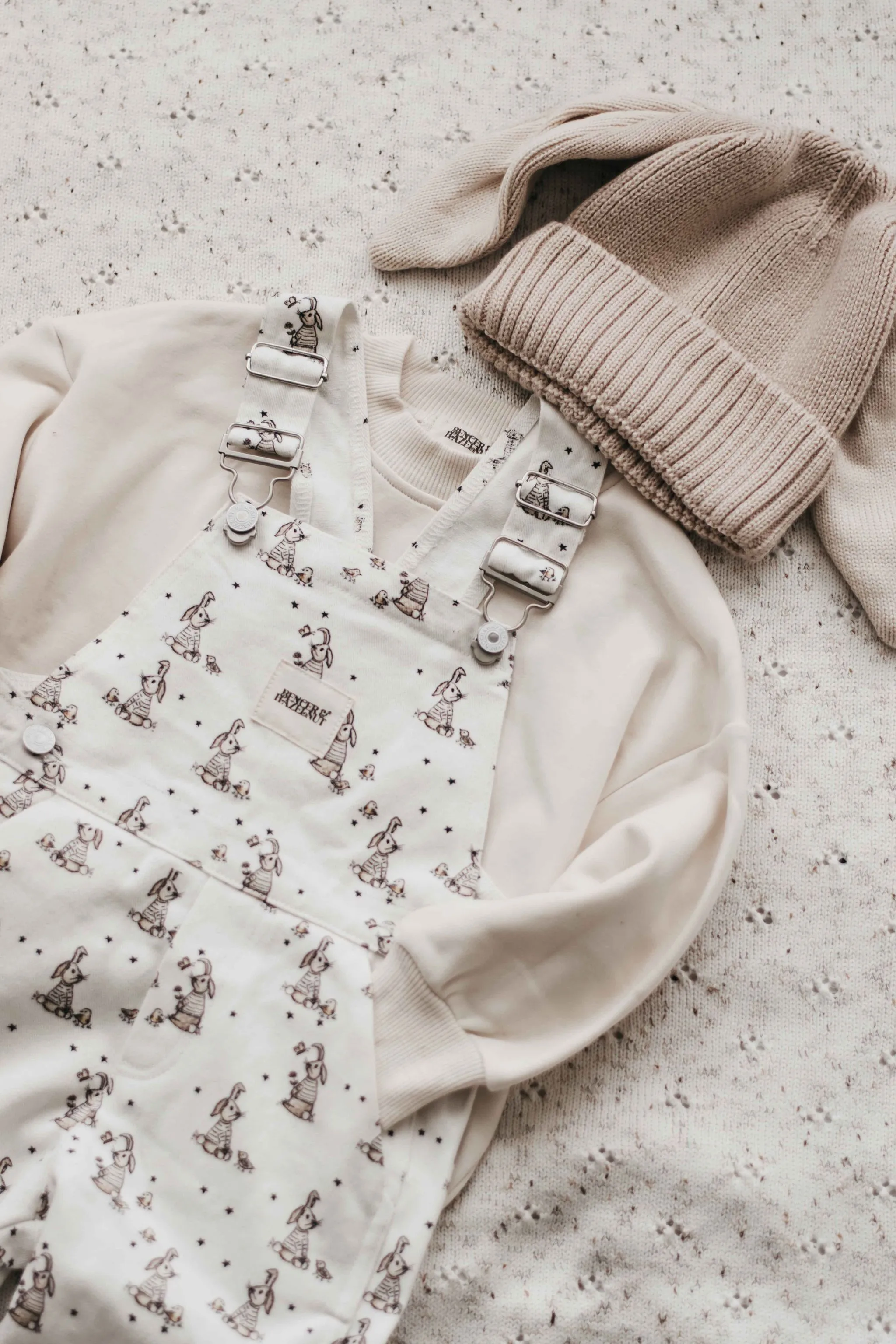 Little Bunnies Pattern Denim Overalls