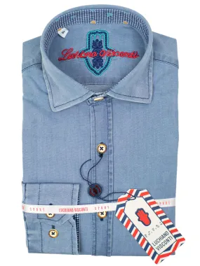 Luchiano Visconti 30622 Boy's Sport Shirt - Chambray - Blue