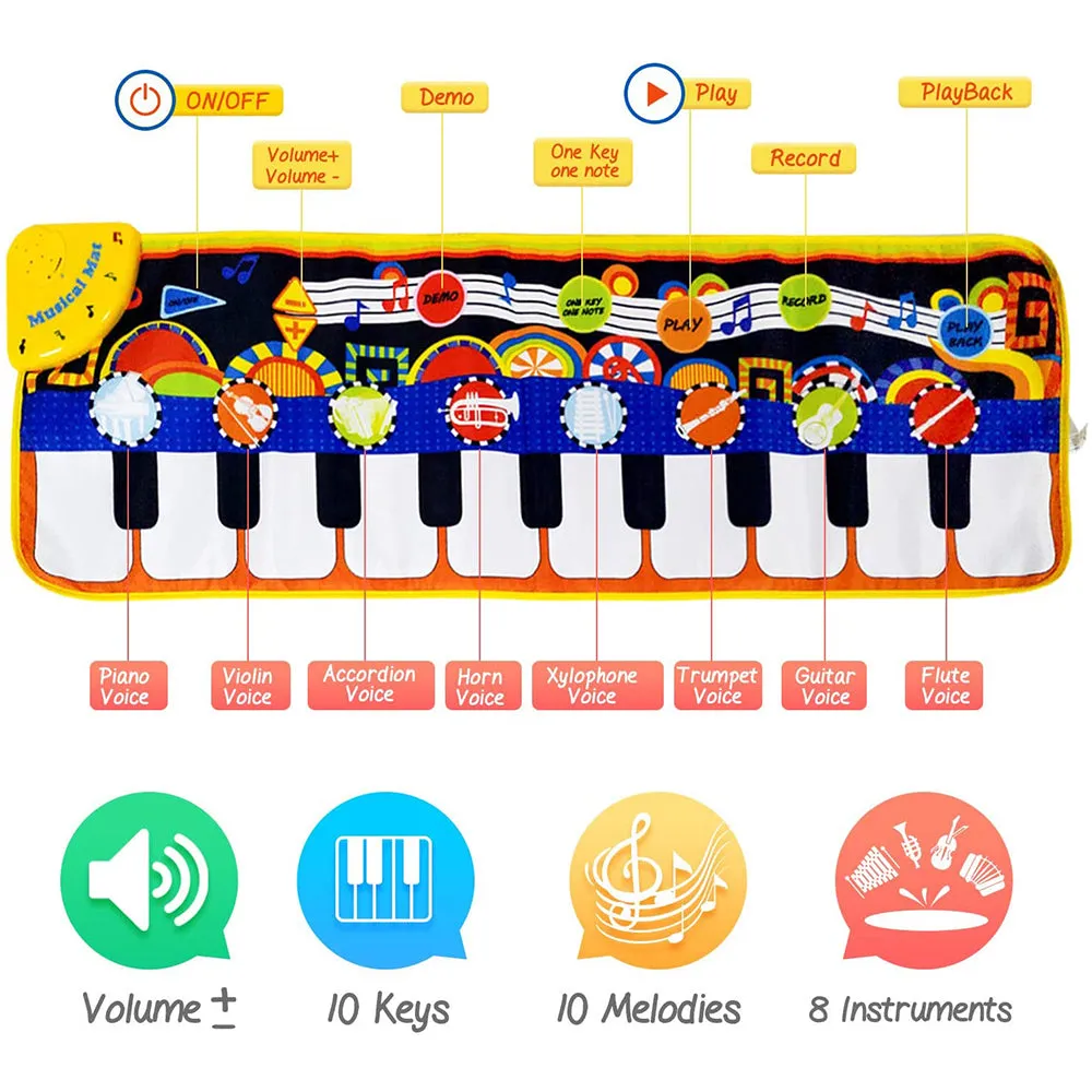 Musical Piano Mat Keyboard Music and Dance Mat- Battery Operated