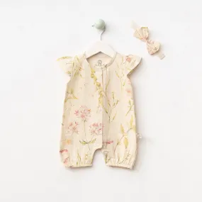 Muslin Whimsical Garden Cream Romper
