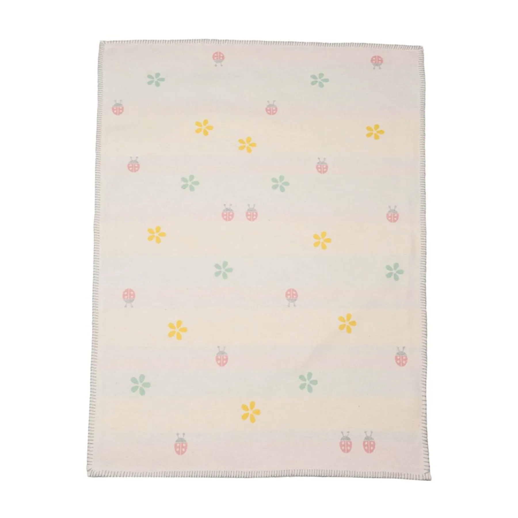 Organic Lena Baby Blanket Ladybugs Off White 30" x 40"